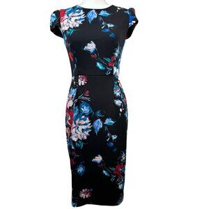 Betsey Johnson Floral Print Cap Sleeve Bodycon Dress Size 2